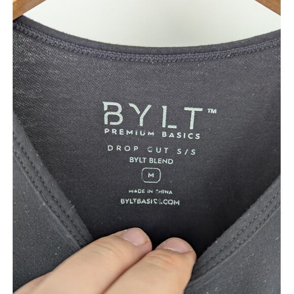 BYLT Premium Basics Drop Cut T-Shirt Men’s Medium Black Short Sleeve - Picture 3 of 5